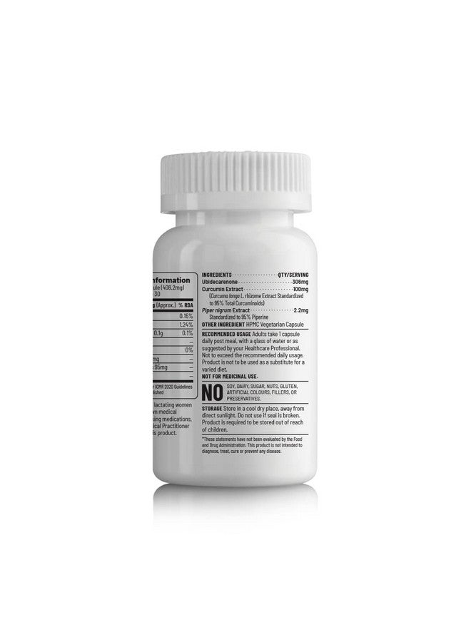 Unived CurQ10 | High dose blend of 300mg CoQ10 with 100mg Curcumin | Powerful Antioxidant for Heart Health & Overall Wellbeing | 30 Capsules - Image 3