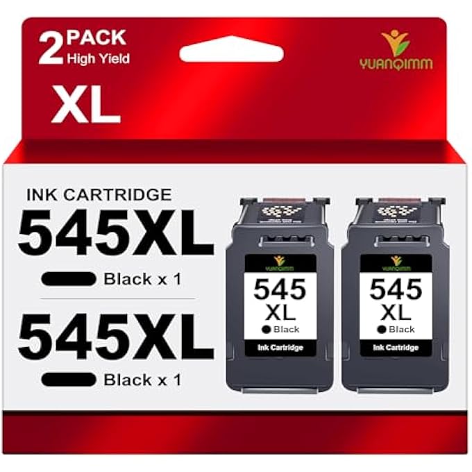 545XL BLACK COMPATIBLE WITH CANON 545 PG545 COMPATIBLE WITH CANON PIXMA TS3150 TS3350 TS3450 TR4550 MX495 MG2555 MG3050 PRINTER CARTRIDGES (2 BLACK) - Image 1