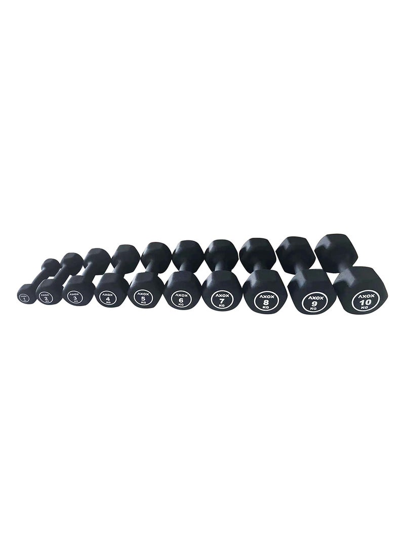 AXOX Neoprene Dumbbell 1kg - 10kg Set - Image 1