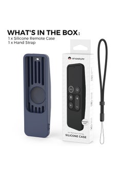 Generic Suitable For Apple TV Remote Control Silicone Protective Case AirTag Card Slot Two-in-one Anti-loss Double Insurance Storage Case-Color:Blue (including AirTag Slot)-Applicable Model:2017 For Apple TV HD/4K(1st Gen)Siri Remote  - Image 1