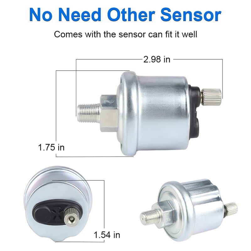 WATERWICH Triple Gauge Kit - 2 Inch 52mm Water Temperature, Oil Pressure, and Voltmeter for Cars, Trucks, and Marine - Image 5