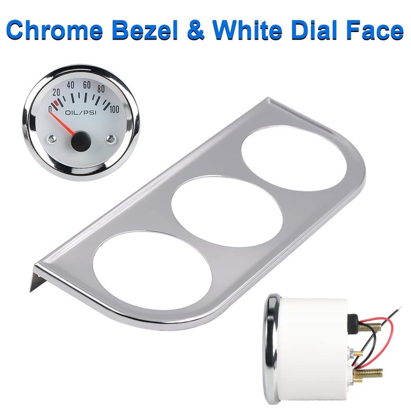 WATERWICH Triple Gauge Kit - 2 Inch 52mm Water Temperature, Oil Pressure, and Voltmeter for Cars, Trucks, and Marine - Image 4