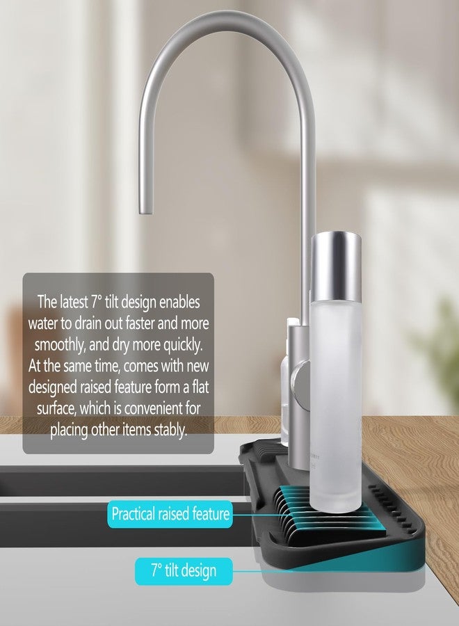 Kingmall 2nd Generation Silicone Faucet Mat, Kitchen Faucet Mat Silicone Faucet Drip Catcher with Cuttable Circular Central for Kitchen Sink, Tailor-Made for Faucets with Deck Plate【Black】 - Image 3