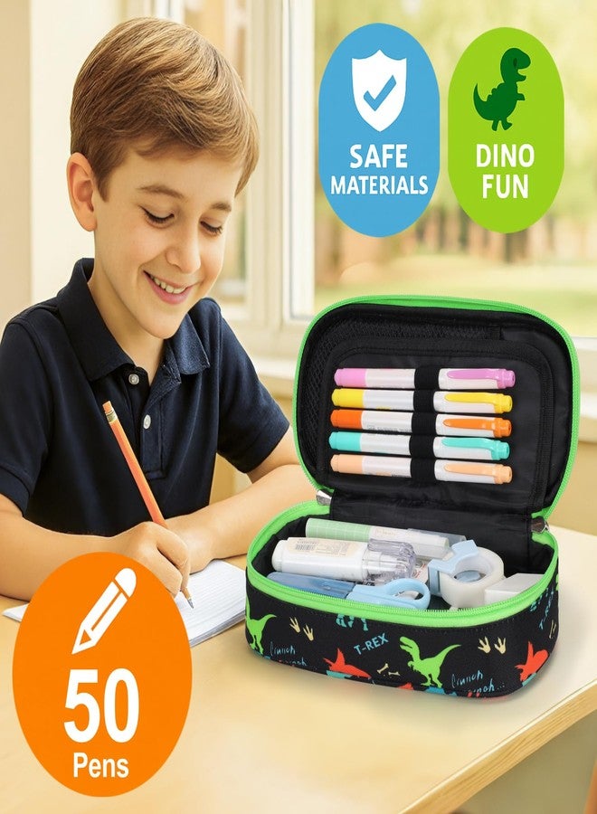 Cambond Pencil Case for Boys - Cute Pencil Case for Kids Large Capacity Pencil Pouch for School, Pencil Cases Only, Black Dinosaur - Image 2
