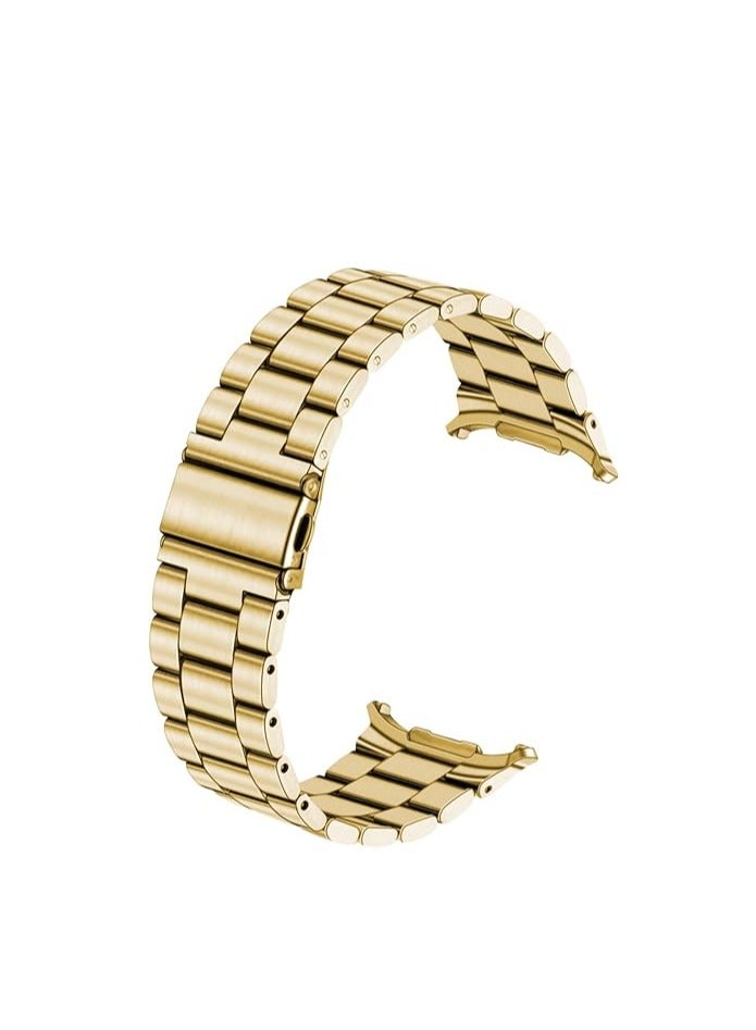 Solid Metal Watch Band for Watch 8/SE ,42/44/45/46/49mm Bands, Classical Stainless Steel No Gap Curved End Watch Strap with Butterfly Buckle Replacement Bracelet for Women Men -Gold - Image 1