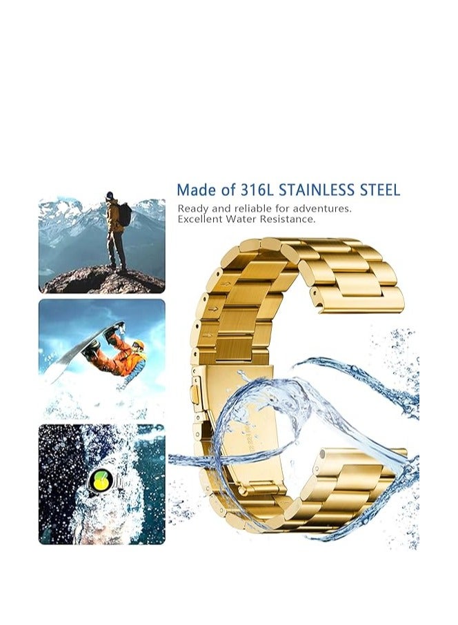 Solid Metal Watch Band for Watch 8/SE ,42/44/45/46/49mm Bands, Classical Stainless Steel No Gap Curved End Watch Strap with Butterfly Buckle Replacement Bracelet for Women Men -Gold - Image 4