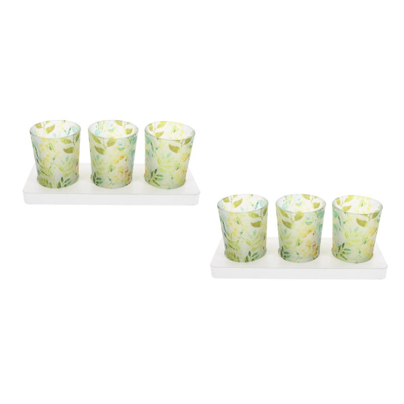 6 pcs Glass Tealight Candle Holder DIY Decoration Candle Holders with Wood Base for Table - Image 5