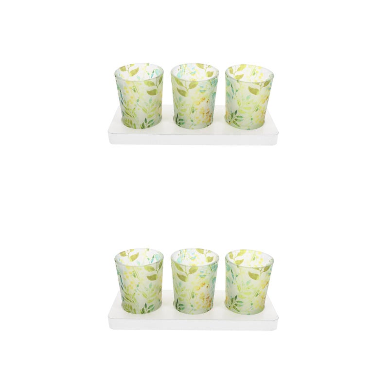 6 pcs Glass Tealight Candle Holder DIY Decoration Candle Holders with Wood Base for Table - Image 4