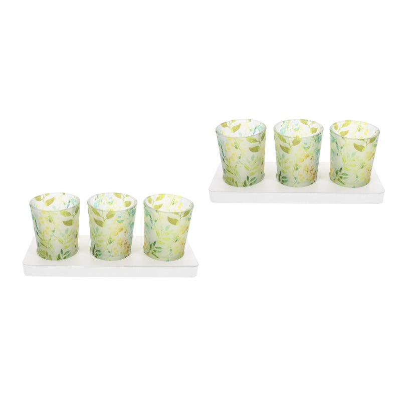 6 pcs Glass Tealight Candle Holder DIY Decoration Candle Holders with Wood Base for Table - Image 2