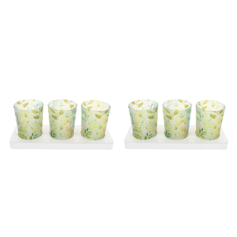 6 pcs Glass Tealight Candle Holder DIY Decoration Candle Holders with Wood Base for Table - Image 3