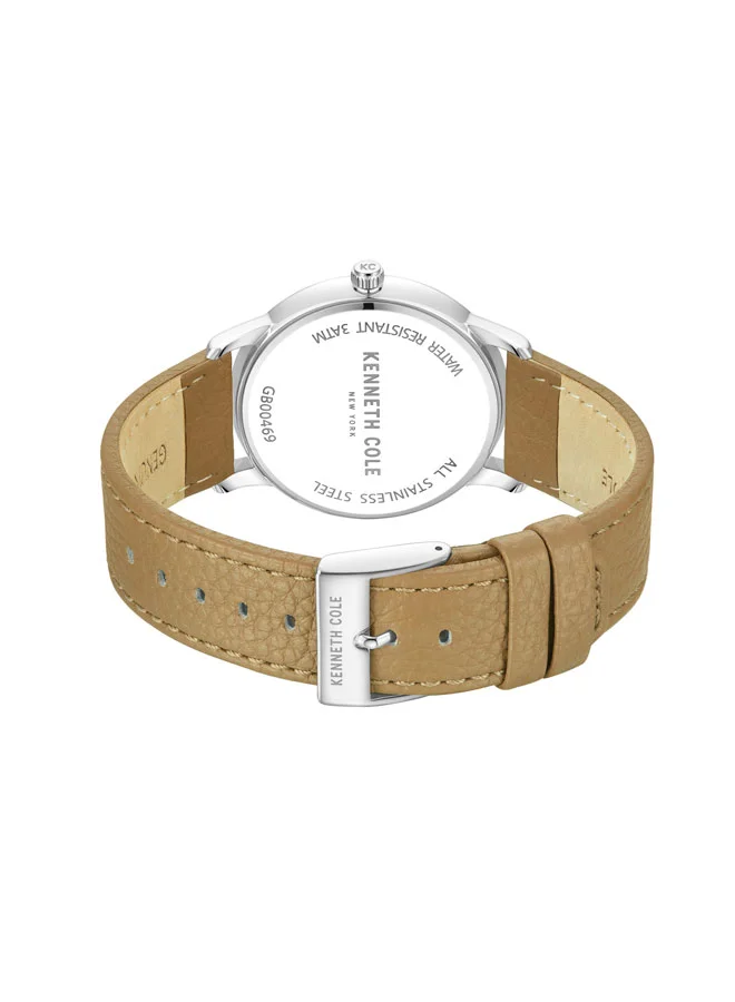 Kenneth Cole New York 42mm Analog Men's Watch with Wheat Genuine Leather Strap