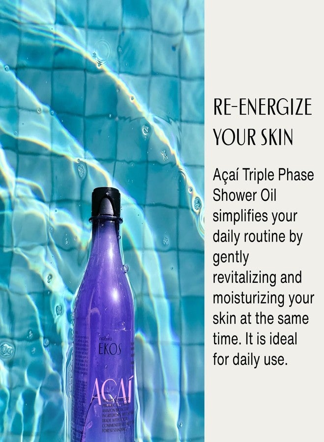 natura - Ekos Açaí Triple Phase Shower Oil - Revitalizing In-Shower or Bath Body Oil - Anti-Dullness - Scented - Bath Oil - Skin Moisturizer - Vegan Skin Care - Brazilian Beauty - 6.7 fl oz (200ml) - Image 5