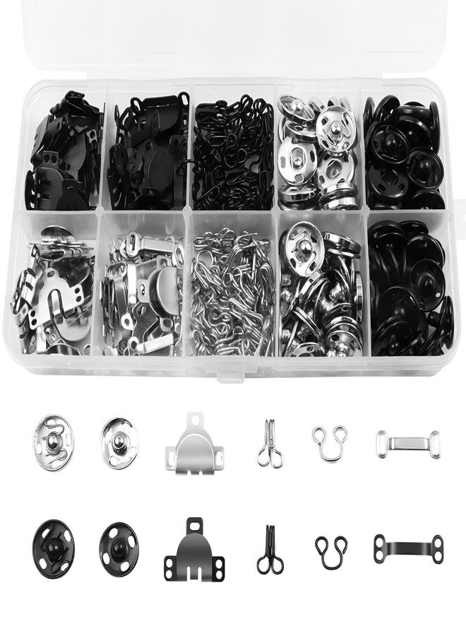 Quadafy 150 Pairs 3 Styles Skirt Hooks and Hook and Eye Sewing Buttons for Clothes, Metal Snaps Buttons Fasteners Press Studs Set for Skirt, Dress, Bra Hooks, Trousers, Sewing DIY Craftingt - Image 1