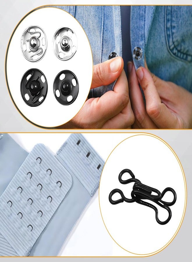 Quadafy 150 Pairs 3 Styles Skirt Hooks and Hook and Eye Sewing Buttons for Clothes, Metal Snaps Buttons Fasteners Press Studs Set for Skirt, Dress, Bra Hooks, Trousers, Sewing DIY Craftingt - Image 4