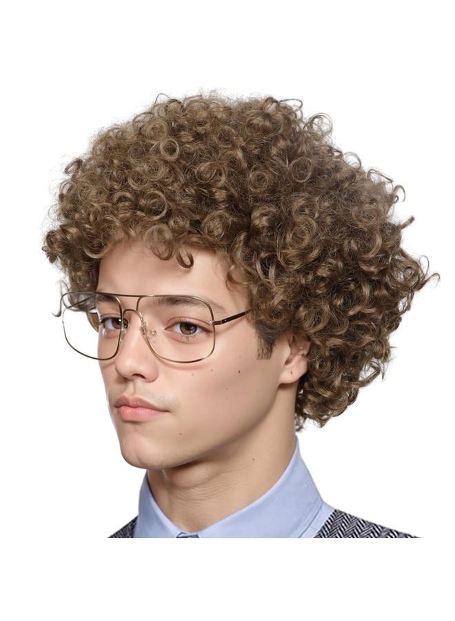 ColorGround Short Curly Light Brown Heat Resistant Cosplay Wig for Adult Comic Con and Halloween (Light Brown (2 pieces set)) - Image 3