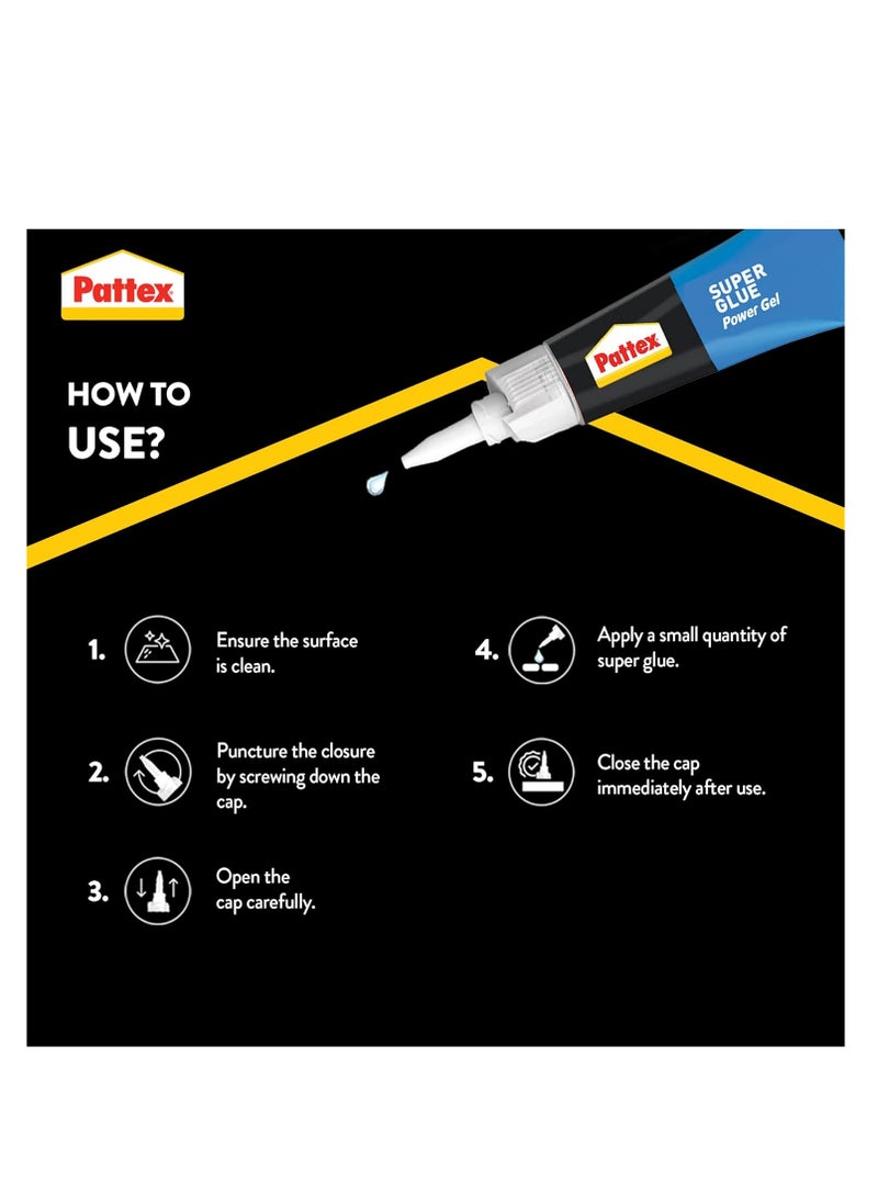 Pattex Pattex Super Glue Power Gel 2g All Purpose Adhesive for Flexible Materials, Easy to Use Clear Glue  - Image 3