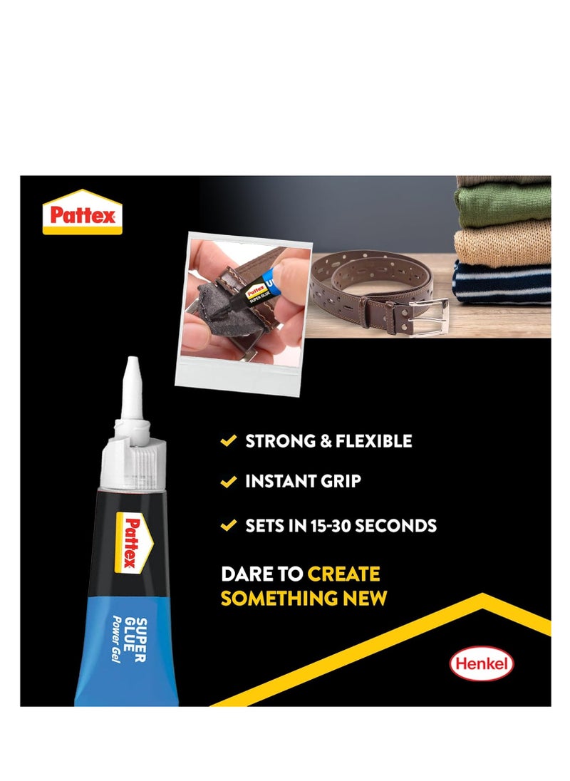 Pattex Pattex Super Glue Power Gel 2g All Purpose Adhesive for Flexible Materials, Easy to Use Clear Glue  - Image 2