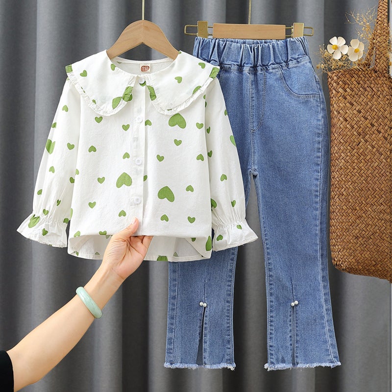 Girls' Jeans Children'S Wear Western Style Fashionable Slim Fit Bell Pants Korean Style Children'S Slim Fit Stretch Long Pants - Image 5