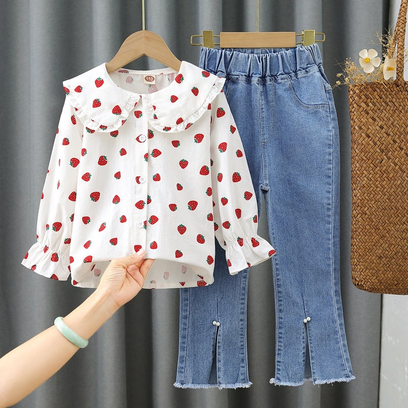 Girls' Jeans Children'S Wear Western Style Fashionable Slim Fit Bell Pants Korean Style Children'S Slim Fit Stretch Long Pants - Image 2