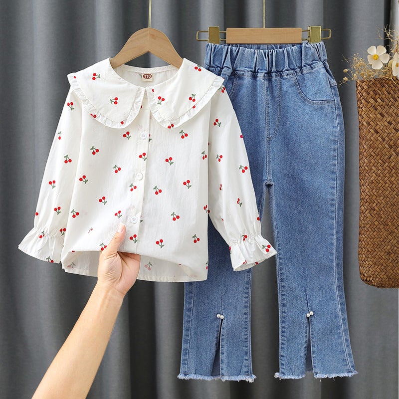 Girls' Jeans Children'S Wear Western Style Fashionable Slim Fit Bell Pants Korean Style Children'S Slim Fit Stretch Long Pants - Image 4
