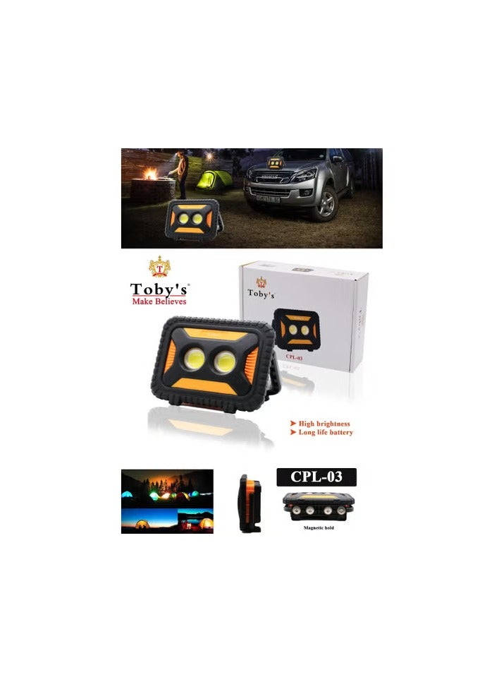Toby's Toby's CPL-T03 Nylon Case Rechargeable LED Work Lights,1800 Lumens Led Flood Light,Built-in Lithium Batteries with USB Port to Charge Mobile Devices(Round Cob)