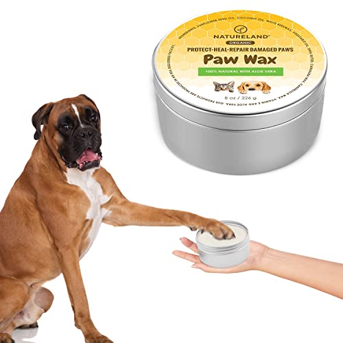 Natureland [8 OZ] Natureland Organic Paw Wax for Dogs and Cats, Natural Outdoor Protection to Heal, Repair, and Protect Dry, Chapped, or Rough Pads, Helps Protects Paws on Snow, Sand, or Dirt (8 OZ) - Image 1