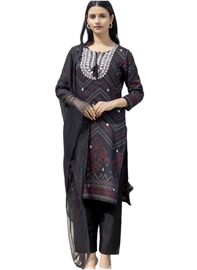 Bandhani Embroidered Pure Cotton Kurta Suit Set with Sequins & Dupatta – Festive Ethnic Wear for Women - pzsku/Z6551F1D93E91925F2AA8Z/45/1741337446/b183fe69-d36f-420e-b37e-99fd1ff33529