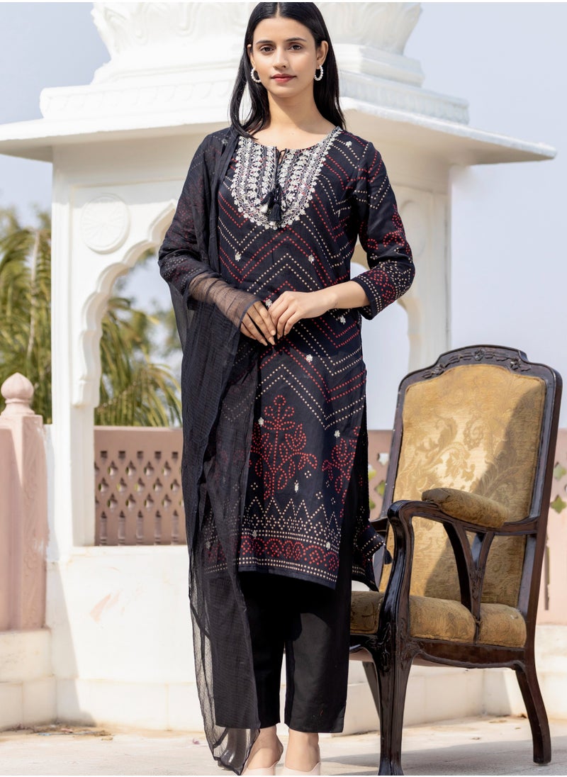 Bandhani Embroidered Pure Cotton Kurta Suit Set with Sequins & Dupatta – Festive Ethnic Wear for Women - pzsku/Z6551F1D93E91925F2AA8Z/45/_/1740483706/6a9ed257-e7ef-4e48-a420-ae48d8fb8f17