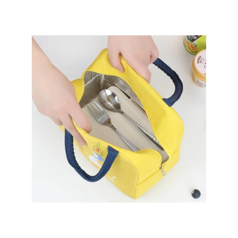 KEETLY Insulated Lunch Bag with Design, 23 cm x 19 cm, Cartoon Design Lunch Bag, Cartoon Design Lunch for Kids, Girls, Boys, Picnic Bags Thermal Insulated Bags, Easy to wash Bags. (Yellow Duck) - Image 2