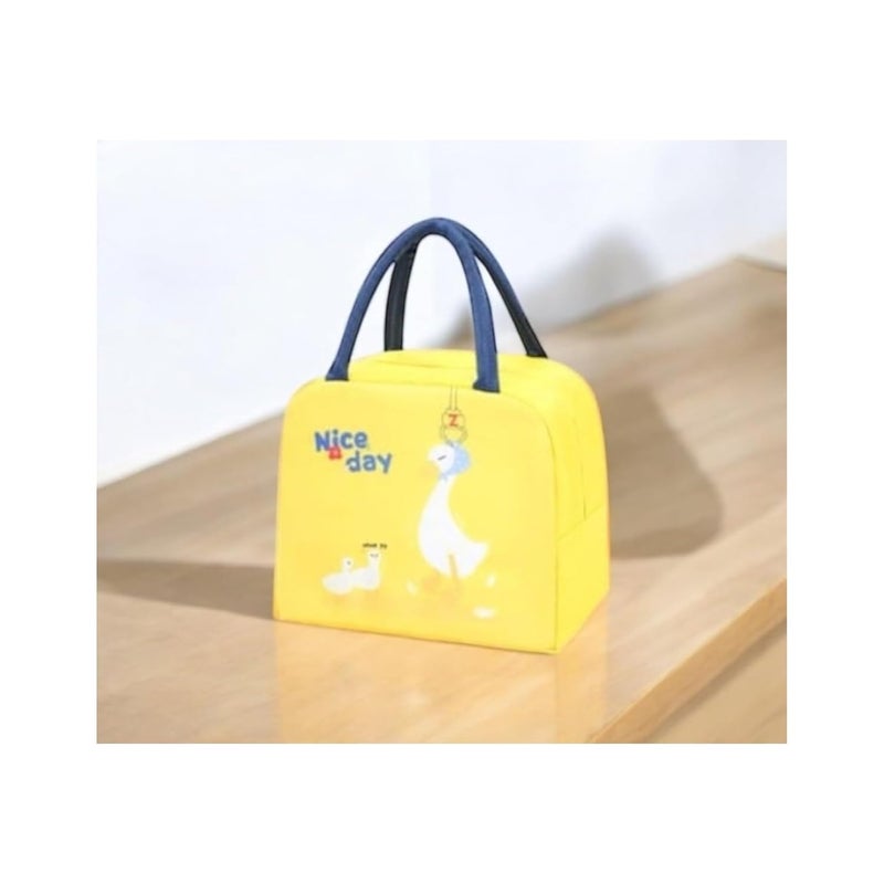 KEETLY Insulated Lunch Bag with Design, 23 cm x 19 cm, Cartoon Design Lunch Bag, Cartoon Design Lunch for Kids, Girls, Boys, Picnic Bags Thermal Insulated Bags, Easy to wash Bags. (Yellow Duck) - Image 1