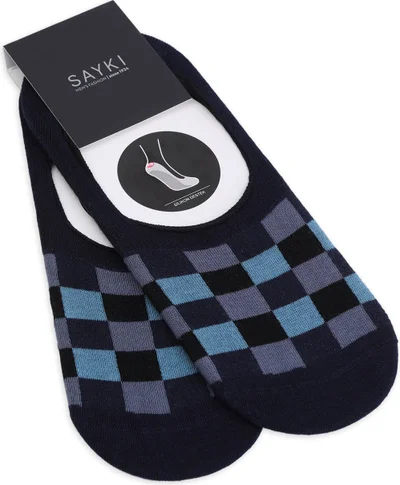 Hatemoğlu Navy Blue Double Cotton Plaid Ballerina Socks
