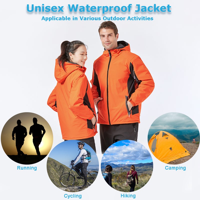 Men Women Winter Waterproof Coat Hooded Thick Windproof Breathable Warm Hiking Cycling Outdoor Raincoat - Image 3