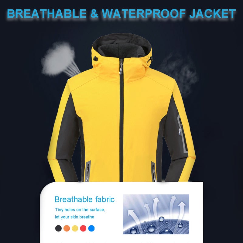 Men Women Winter Waterproof Coat Hooded Thick Windproof Breathable Warm Hiking Cycling Outdoor Raincoat - Image 5