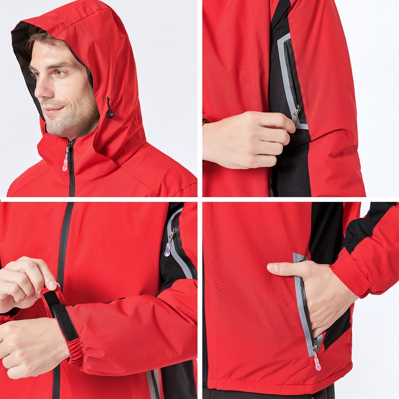 Men Women Winter Waterproof Coat Hooded Thick Windproof Breathable Warm Hiking Cycling Outdoor Raincoat - Image 2
