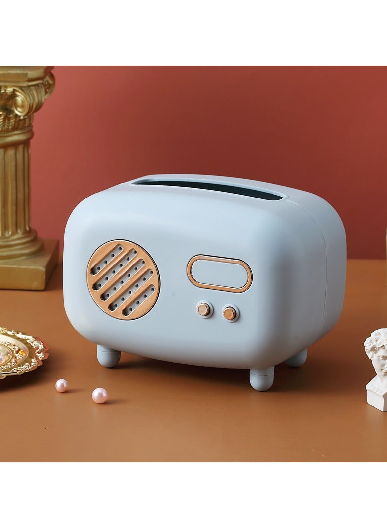 Facial Tissue Box Cover Holders ，Fashional Cute Retro Radio StyleKleenex Box Holder for Bathroom, Bedroom or Office ，Various Desktops  - Image 1