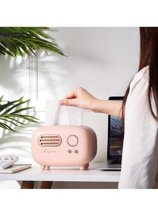 Facial Tissue Box Cover Holders ，Fashional Cute Retro Radio StyleKleenex Box Holder for Bathroom, Bedroom or Office ，Various Desktops  - Image 3