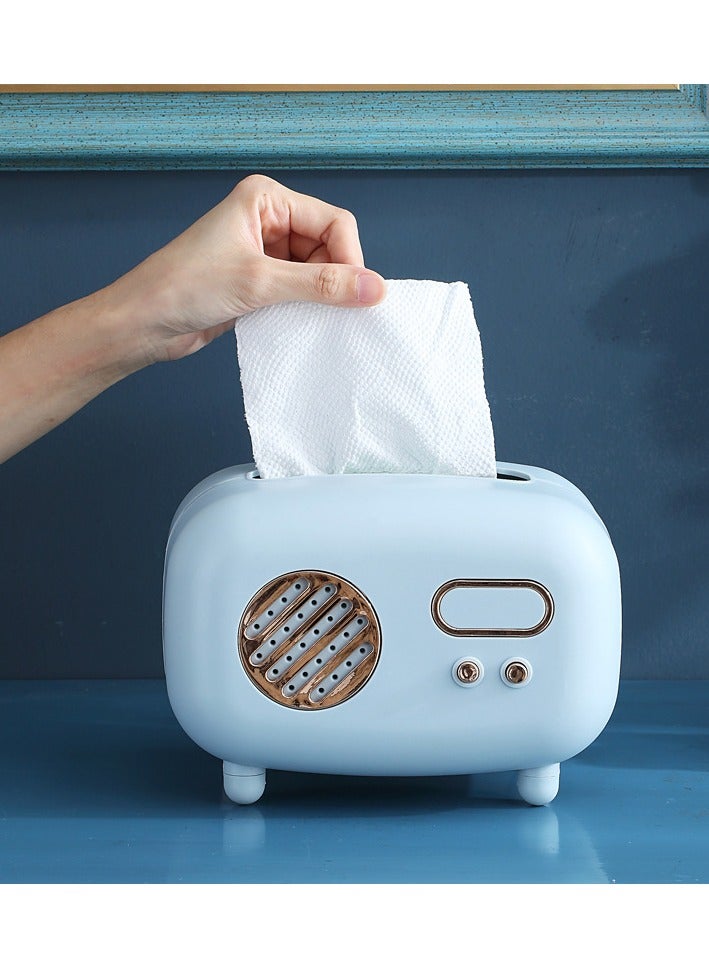 Facial Tissue Box Cover Holders ，Fashional Cute Retro Radio StyleKleenex Box Holder for Bathroom, Bedroom or Office ，Various Desktops  - Image 2