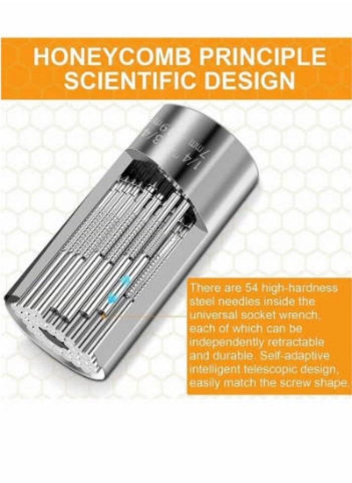 Generic - مقبس عالمي، مفتاح ربط بمحول مثقاب كهربائي، مجموعة ذاتية الضبط باللون الفضي، أدوات يدوية مريحة ومتينة للرجال والزوج والأب والأب، قطعة واحدة، 7 - 19 مم - Image 1