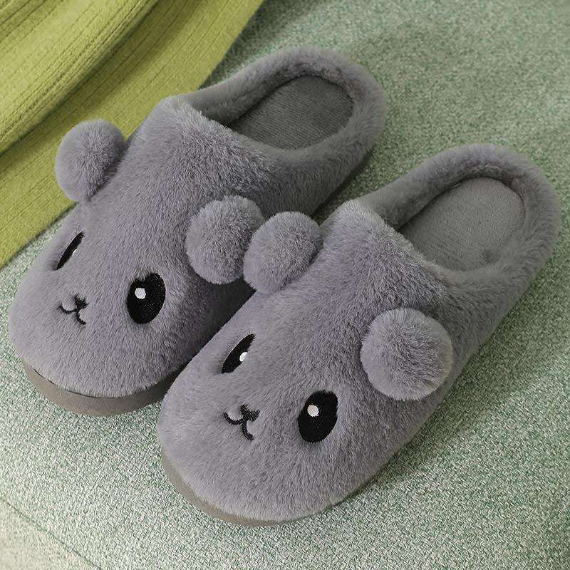 Clearance Special Autumn and Winter Cotton Slippers Womens Cartoon Cute Childrens Parent-Child Non-Slip Warm Mao Mao Slippers for Home Light gray 