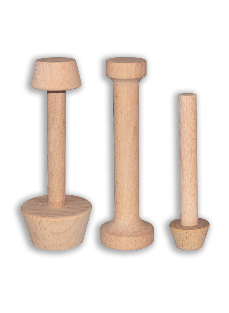 Sweet seven 3-Piece Wooden Tart Tamper Set for Perfect Pastries - Double-Sided Dough Tamper for Mini Egg Tarts, Cheesecakes, and More Baked Delights. DIY Cake and Pastry Baking Tool. - Image 1