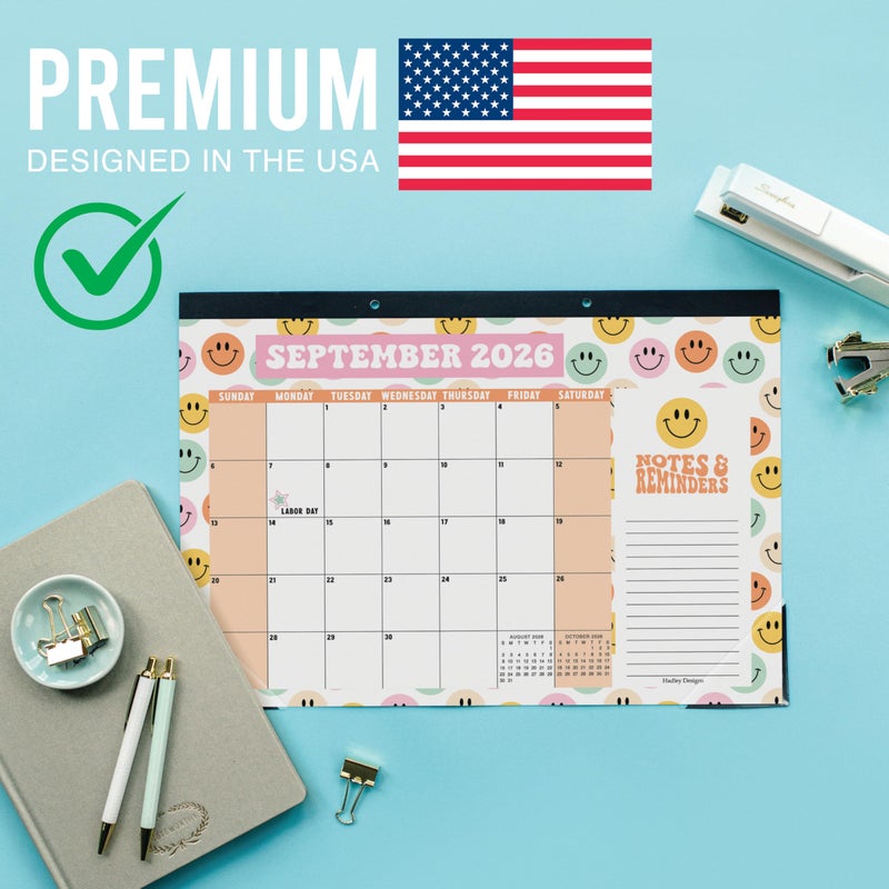 Hadley Designs Large Desk Calendar 2026-2027 - Desktop Calendar 2026, 18 -Month Desk Calendars for Home, Office & Classroom, Cute Retro Classroom Decor Teacher Must Haves, January 2026 to June 2027 - Image 4