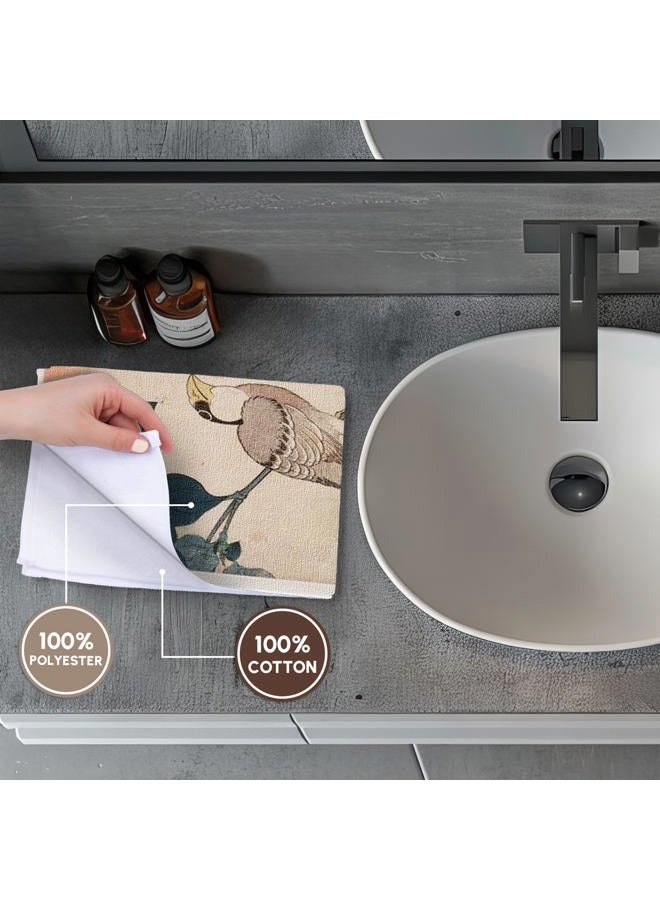 3DROSE 3D Rose Image of Hokusai Japanese Painting Beak & Mirabilis Hand Towel, 15" x 22", Multicolor - Image 4