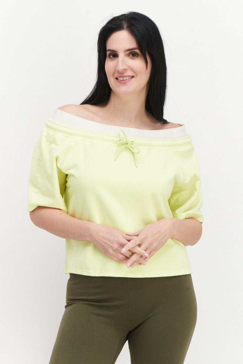 TRIBE OF 6 Women Sportswear Fit Short Sleeve Running T-Shirts, Lime - Image 1