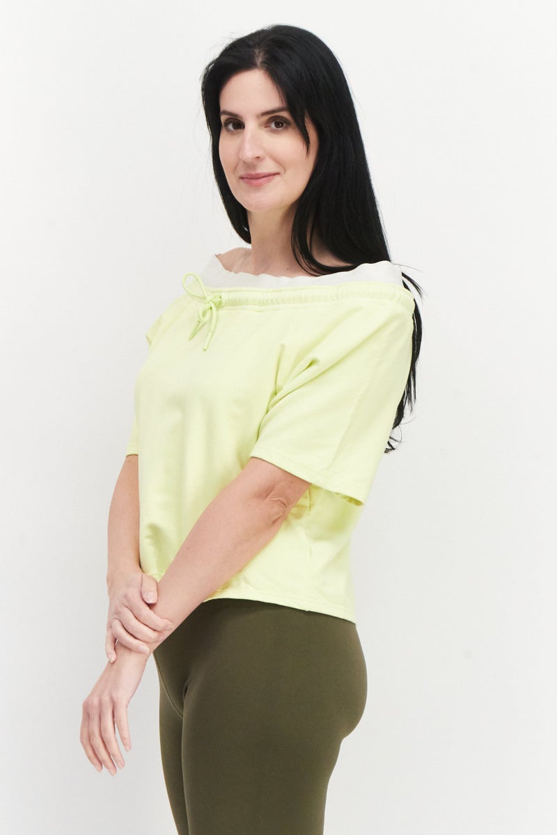 TRIBE OF 6 Women Sportswear Fit Short Sleeve Running T-Shirts, Lime - Image 2