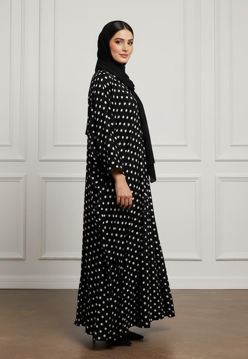 NUKHBAA Polka Dot Print Batwing Abaya-884 - Image 3