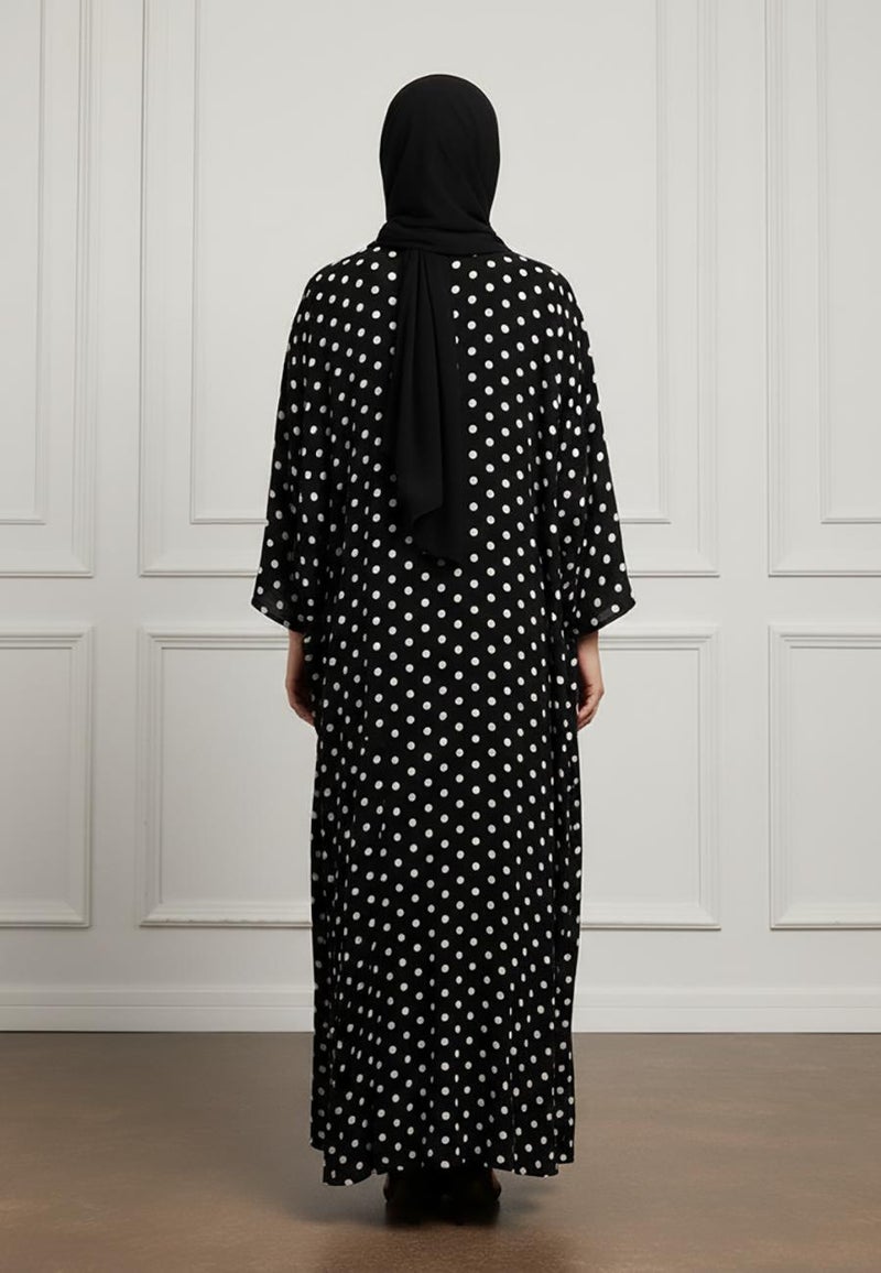 NUKHBAA Polka Dot Print Batwing Abaya-884 - Image 4
