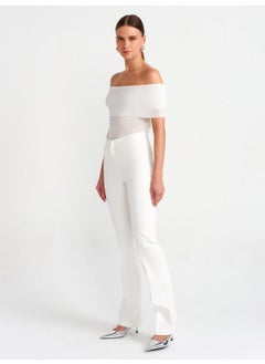 Dilvin 10558 Fine Knitwear Sweater-White  - Image 2