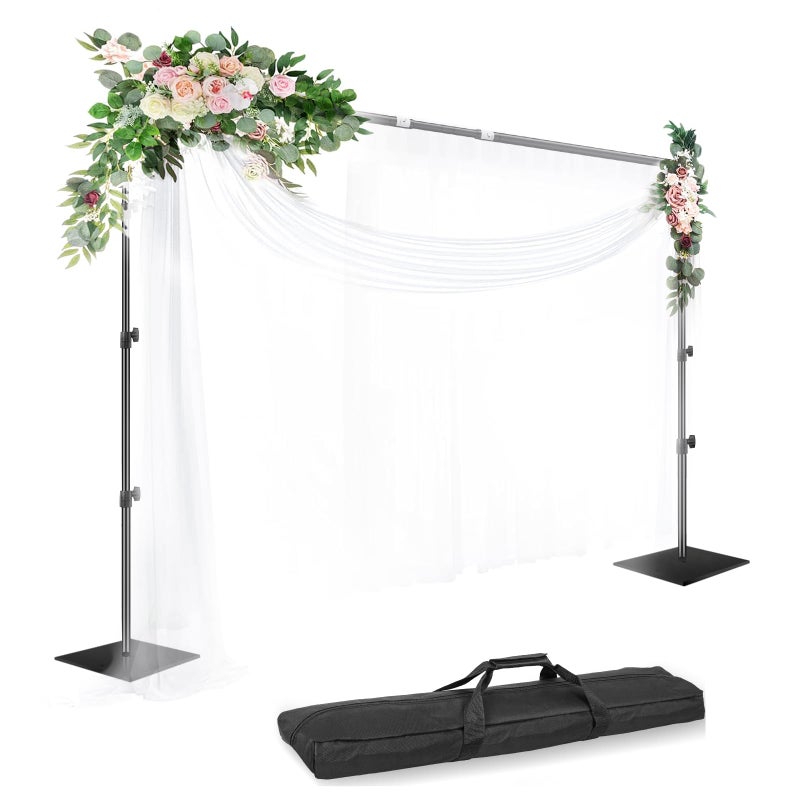 EMART Backdrop Stand 85ft Height 10ft Width Adjustable Photography Background Support Poles with Heavy Duty Flat Base Photo Metal Steel Pipe and Drape Frame Kit for Parties Birthday Wedding Black - Image 2