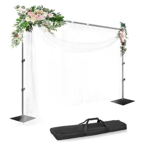 EMART Backdrop Stand 85ft Height 10ft Width Adjustable Photography Background Support Poles with Heavy Duty Flat Base Photo Metal Steel Pipe and Drape Frame Kit for Parties Birthday Wedding Black - Image 1
