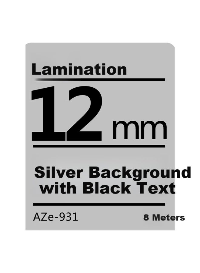 Befon Label Printer Tape Non-adhesive Label Paper Tape 12mm Aze-931 Silver Background Black Text Tzc Tze Compatible With Brother Pt-e115b Pt-d210 Pt-p300bt - Image 5
